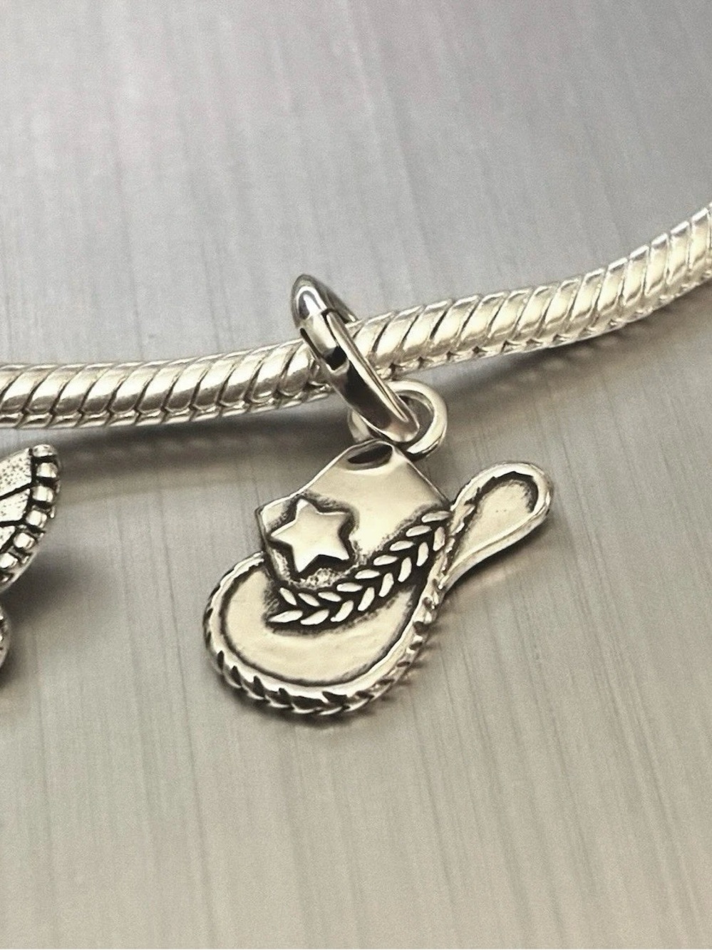 Western Cowboy Hat Clip Charm |Vintage Style | 925 Sterling | Carabiner Clip